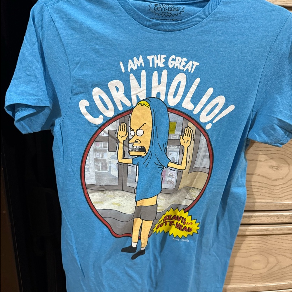 Blue Graphic T-Shirt with Cartoon Print